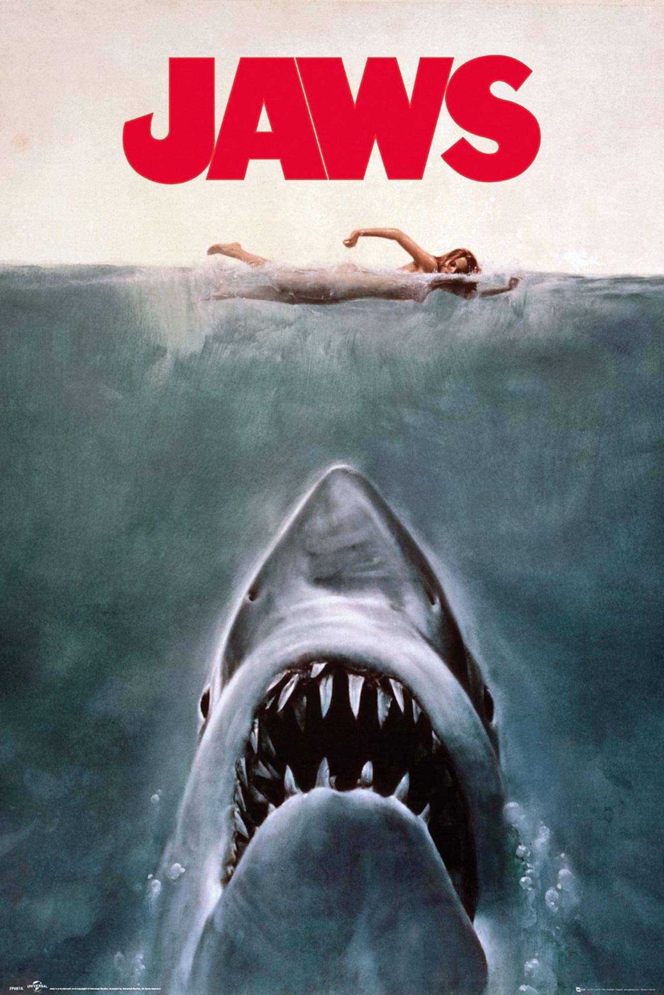 ssur サー　シルクスクリーン　JAWS ポスター Close Up Jaws Poster Key Art (61cm x 91,5cm) + 1 pair of black